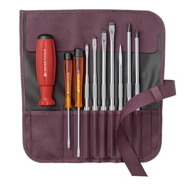 PB SWISS TOOLS 起子組 十字及一字螺絲起子9支組 高精密度  紫色  1組