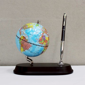 SkyGlobe 3.75吋行政筆插木質底座地球儀(英文版)