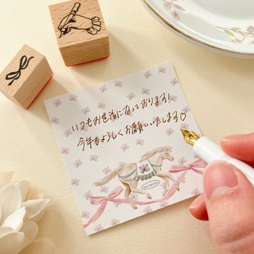 迷你便條紙 馬與緞帶