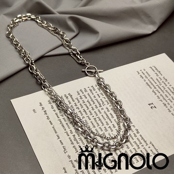 MIGNOLO💫復古雙層項鍊 鈦鋼項鍊 百搭 項鍊 粗項鍊  嘻哈項鍊 316L醫療鋼