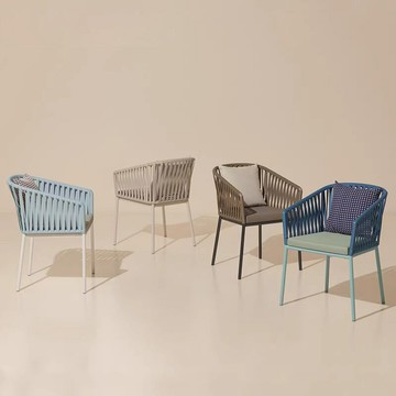 【台灣公司 可打統編】北歐風戶外椅子庭院露天陽臺室外椅鋁合金餐椅藤編桌椅休閑靠背椅 m7211