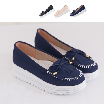 【韓國K.W.】YT6947火紅色柔台灣精品鞋手工厚底鞋系列鞋(帆布/亮鑽/ 樂福鞋/休閒鞋)