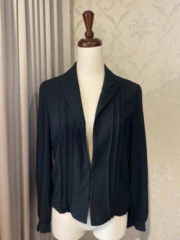 純黑西服領古著罩衫上衣