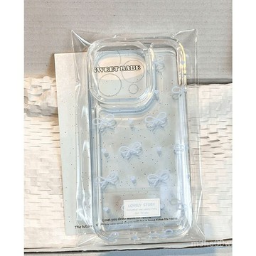 新品💖喫垮滿屏蝴蝶結適用蘋果16PROMAX手機殻iPhone15透明14清新13軟12 16e 保護殼