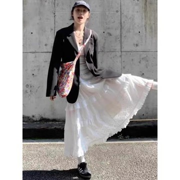 白色蛋糕裙女半身裙春夏秋2026年新款高腰a字芭蕾風氣質蓬蓬長裙