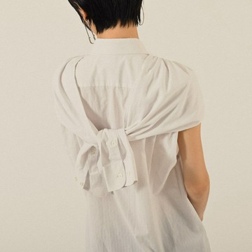 【NaSuBi Vintage】Upcycling綁帶設計無袖古著襯衫