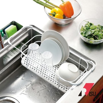 日本RISU 二合一水槽用備料調理/碗盤瀝水籃-2色可選