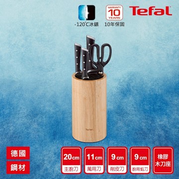 Tefal法國特福 冰鑄不鏽鋼系列刀具五件組(含刀座)