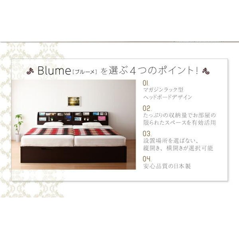 組立設置付 開閉・深さが選べるガス圧式跳ね上げ収納ベッド Blume