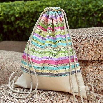 束口後背包/束繩包/束口袋 ~ 條子圖案(B90) L1