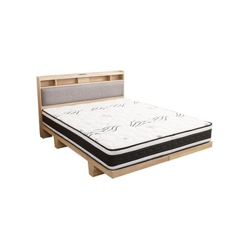 【本木】日比野 LED燈光臥室三件組-雙大6尺 梅爾獨立筒床墊+床頭+木屐底