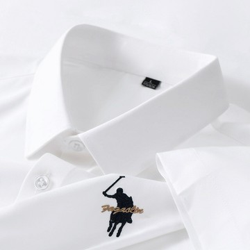 【新款熱賣】男裝新款高級感精美刺繡短袖翻領襯衫男士免燙健康親膚襯衣