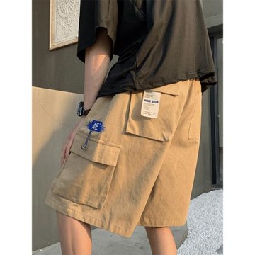 卡其色工裝短褲高街男潮牌ins日系復古夏季薄五分褲阿美咔嘰中褲