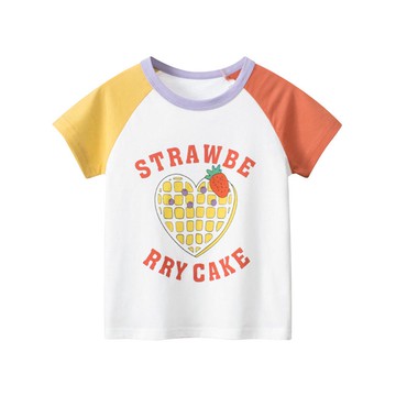 27home - 純棉短袖上衣-草莓鬆餅-白+黃+橘