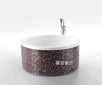 【麗室衛浴】BATHTUB WORLD 高質感馬賽克圓形造形獨立缸 YG3310M 141/150/180CM
