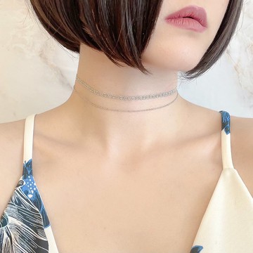 銀/ 鏈條和刀片雙頸鍊 SV204S