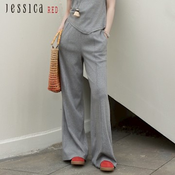 JESSICA RED - 舒適透氣彈力百搭顯瘦休閒長寬褲R53206