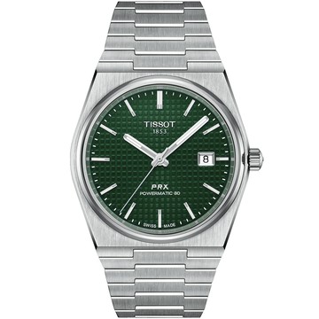 TISSOT 官方授權 PRX 系列 70年代復刻機械錶 開學新裝備-綠/40mm T1374071109100
