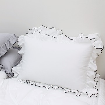 Chouette Room 可愛荷葉邊半超細纖維枕頭套  1個  50 x 70 cm  白色