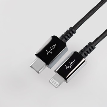 Avier CLASSIC C to Lightning編織高速充電傳輸線 銀 / 多尺寸
