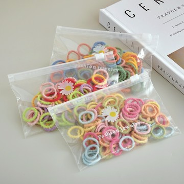 兒童毛絨髮圈 髮圈100入 迷你髮圈 彈力髮圈 橡皮筋髮圈 髮圈 髮飾 韓系髮圈 彩色髮圈 綁頭髮 素色髮圈 Y007