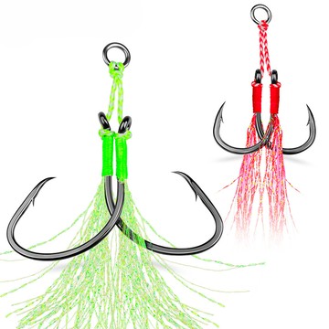 【TTFF】路亞綁毛鐵板鉤海釣雙鉤大力馬主線輔助鉤海釣船釣魚鉤2對/包批發漁具現貨批發