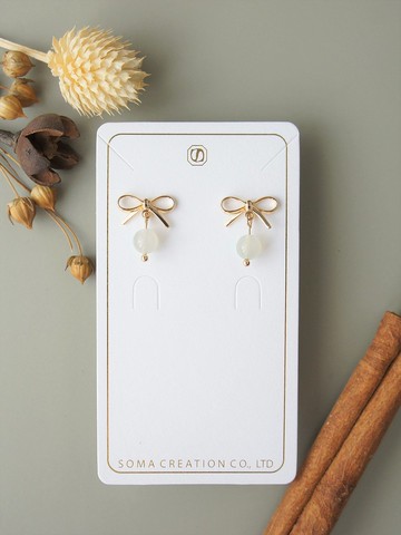 白日夢少女 Moonstone 月光石 14k包金耳針 | 蝴蝶結 | 耳環