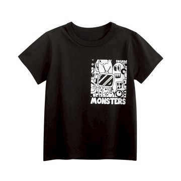 27KIDS - 純棉短袖上衣-MONSTERS-黑色