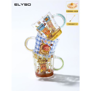 ELYSO星星人杯子高硼硅玻璃杯情侶水杯帶蓋家用牛奶杯女生日禮物