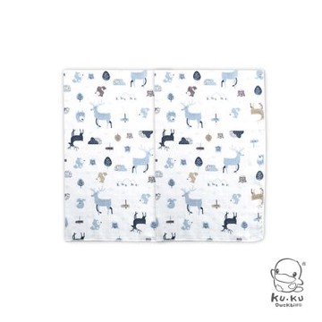 KUKU酷咕鴨 北歐迷境森林紗布澡巾2入(藍星森林/粉彩森林)