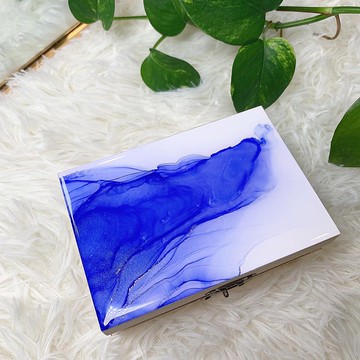 酒精墨水藝術 實用 拍照 收納盒 木盒 鑰匙飾品收納 禮物送禮 裝