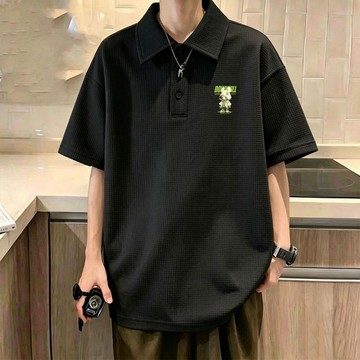 【台灣現貨】M-8XL 華夫格polo衫 日系 男短袖上衣 短袖polo 男生 t恤 流行衣服 男士 男生衣服 加大尺