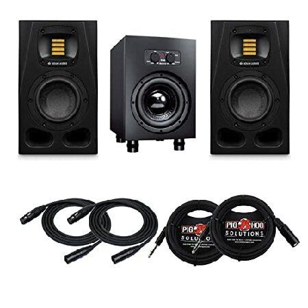 Adam Audio A4V 2-Way Studio Monitor (Pair) Bundle Sub 8" Studio Subwoofer, 25FT XLR and XLR to 4" TRS Cables (7 Items)