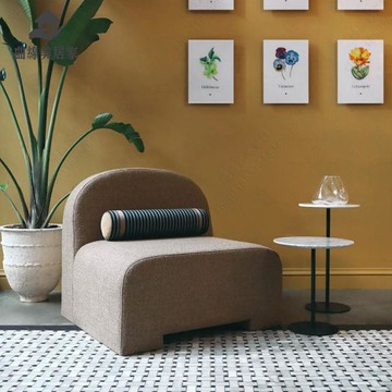 輕奢單人沙發椅 客廳款創意設計師休閑北歐現代羊羔絨懶人椅子qxm8291