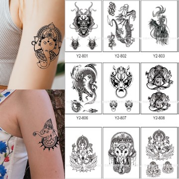 神獸 象神 龍 紋身小圖👑大邱紋身👑【T08Y】TATTOO 防水 紋身貼紙刺青貼紙紋身貼刺青貼 T08