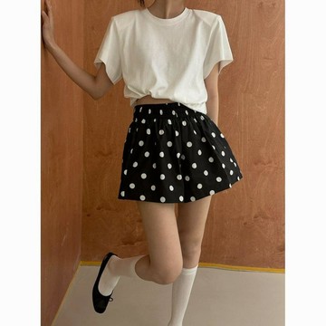 休閒波點短褲女夏新薄款韓版高腰寬鬆顯瘦百搭a字闊腿熱褲運動褲短褲女 寬褲女 短褲 五分褲 休閒短褲 居家短褲 a字短褲