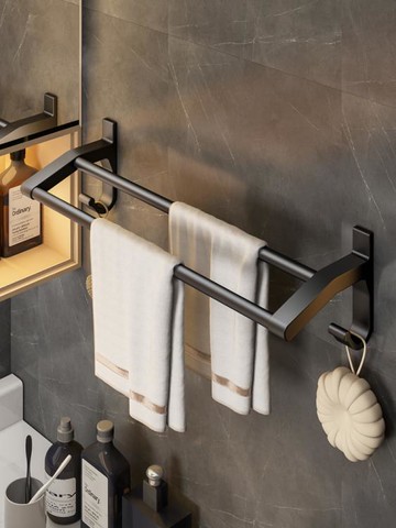 浴室免打孔毛巾架衛生間浴巾架掛鉤掛架廁所毛巾桿掛桿壁掛置物架【摩可美家】