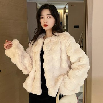 韓版環保毛皮草外套女冬季短款加厚仿兔毛小個子毛毛絨上衣年輕款