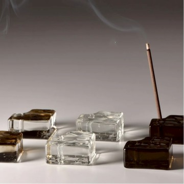 日本 香彩堂 | 硝子立式線香座(3款可選) - 灰色