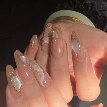 【高級感美甲】純手工穿戴甲海浪貝殼紋手繪穿戴甲美甲新款尖頭顯白高階感指甲貼店長推薦
