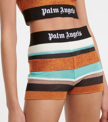 Palm Angels Lurex striped knit shorts