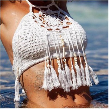 小眾特色創意內衣手工流蘇波西米亞泳裝性感女士沙灘游泳裝森系