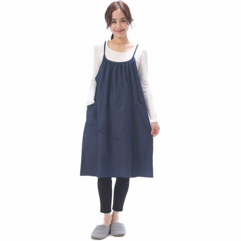 Nishiki ニシキ デニムエプロン 綿100 肌に優しい ワンピースのような可愛いエプロン ロング丈 ポケット付き レディース おしゃれ ナチ 通販 Lineポイント最大0 5 Get Lineショッピング
