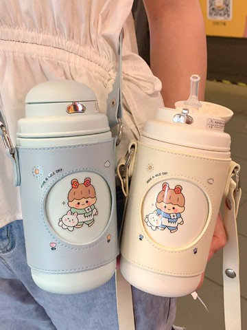 兒童保溫杯帶吸管高顏值少女ins孕婦喝水杯大容量316食品級男童