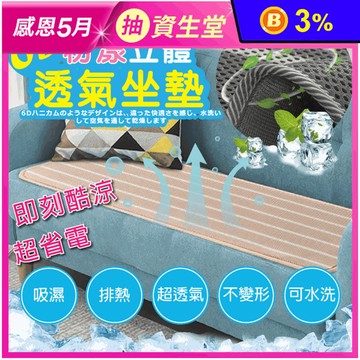 瞬間涼感6D粉漾立體透氣沙發墊 可機洗 吸濕排熱 (單人/雙人/三人/萬用坐墊)