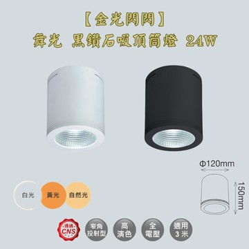【金光閃閃】舞光 黑鑽石吸頂筒燈 24W 吸頂燈 筒燈 均光無色偏差 無頻閃 超高演色性 適用3米