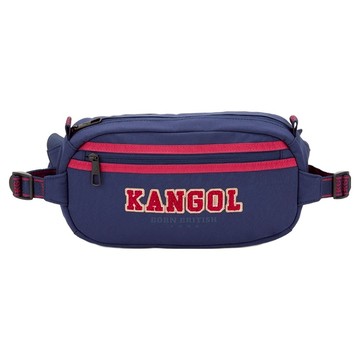 KANGOL 袋鼠 撞色織帶胸肩包 6355178080  深藍色  中型