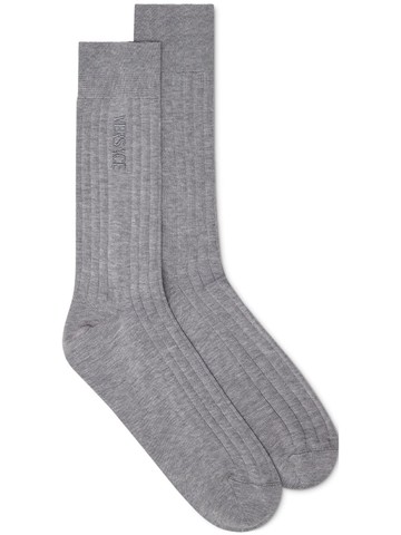 Versace - embroidered-logo socks - men - Fabric - S - Grey