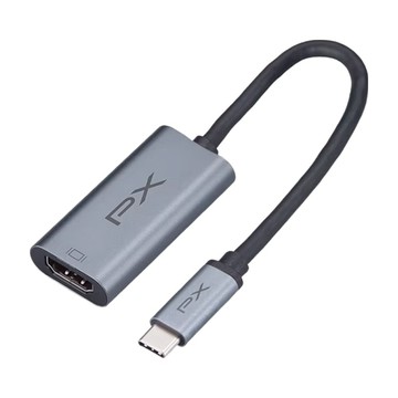PX 大通 Type-C轉HDMI高畫質影音轉換器 UCH1H PRO 4K@60Hz超高畫質影音同步 USB 3.1接頭即插即用 鋁合金散熱快  15cm  灰色  1條