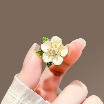 梔子花防走光胸針 高級感 高端別針 防走光扣 高檔衣服胸花配飾